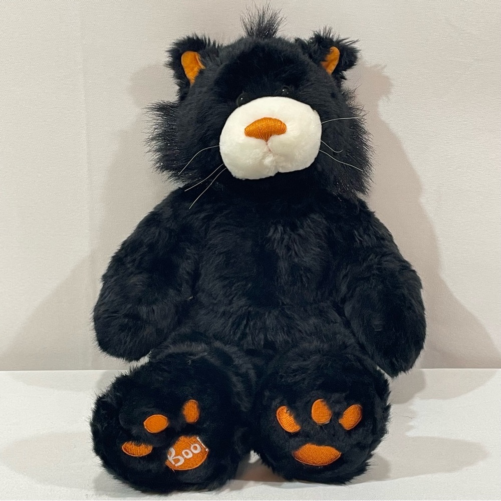 Vintage Build A Bear Boo Kitty Floppy 17” Black Fur White Muzzle